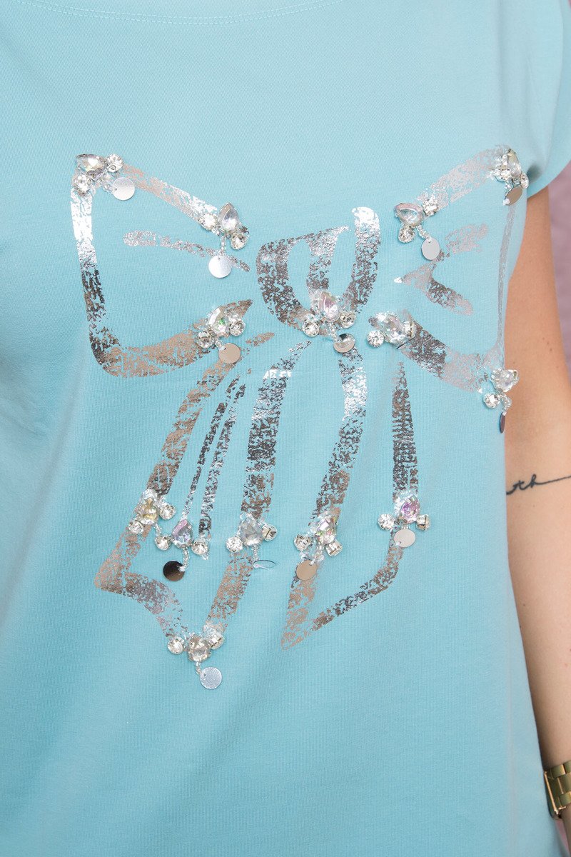Tricou Cu Fundiţă Argintie Tricou Cu Fundiţă Argintie