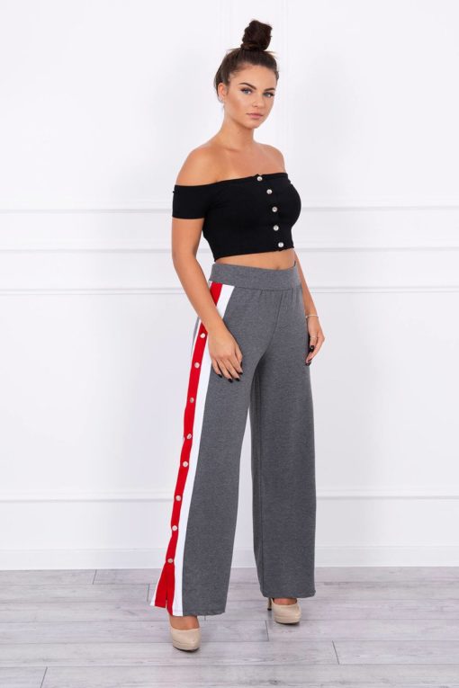 Pantaloni Cu Dungi Laterale Si Butoane