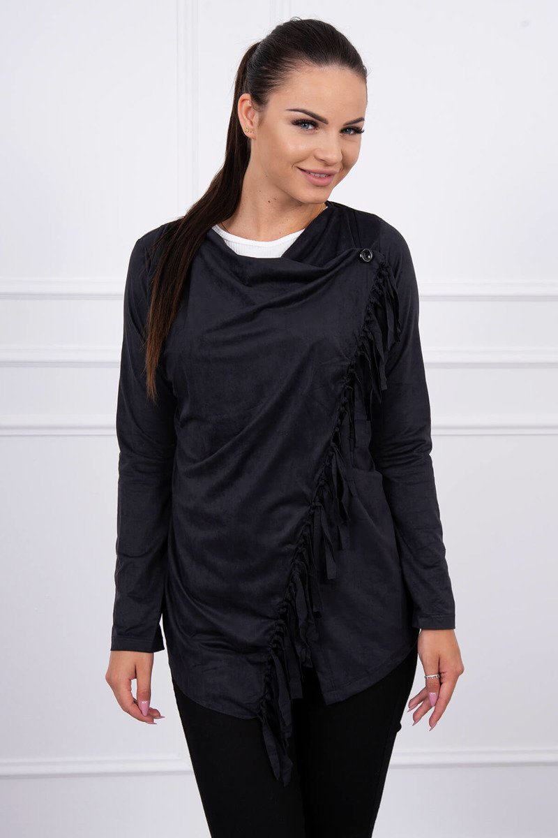 Cardigan Din Piele întoarsă Cu Nasture Cardigan Din Piele întoarsă Cu Nasture