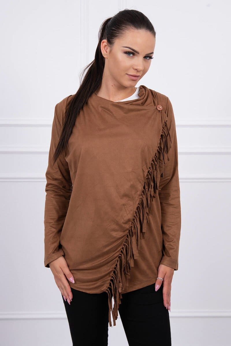Cardigan Din Piele întoarsă Cu Nasture Cardigan Din Piele întoarsă Cu Nasture
