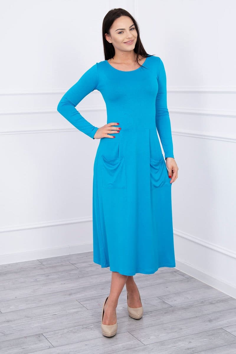 Rochie Cu Decolteu Rotund și Buzunare Rochie Cu Decolteu Rotund și Buzunare
