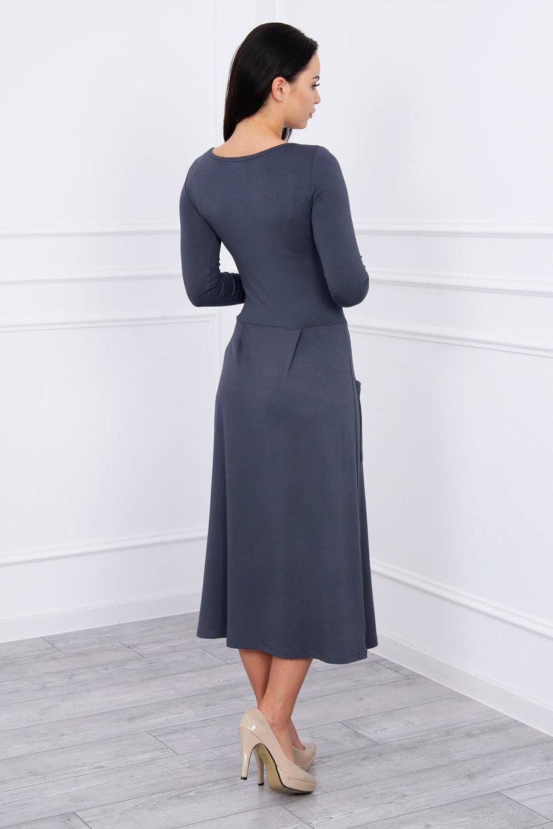 Rochie Cu Decolteu Rotund și Buzunare Rochie Cu Decolteu Rotund și Buzunare