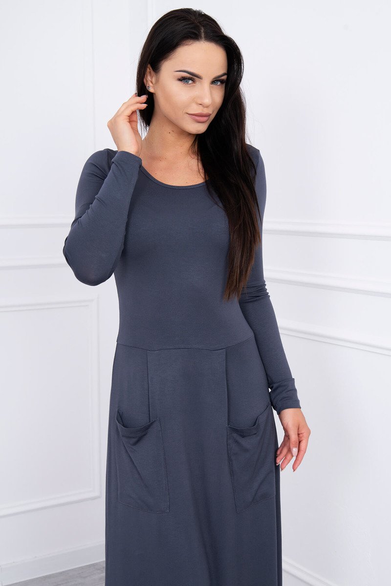 Rochie Cu Decolteu Rotund și Buzunare Rochie Cu Decolteu Rotund și Buzunare