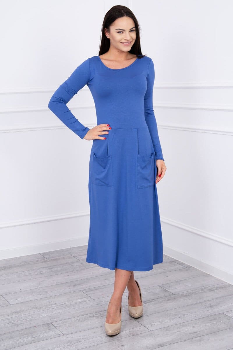 Rochie Cu Decolteu Rotund și Buzunare Rochie Cu Decolteu Rotund și Buzunare