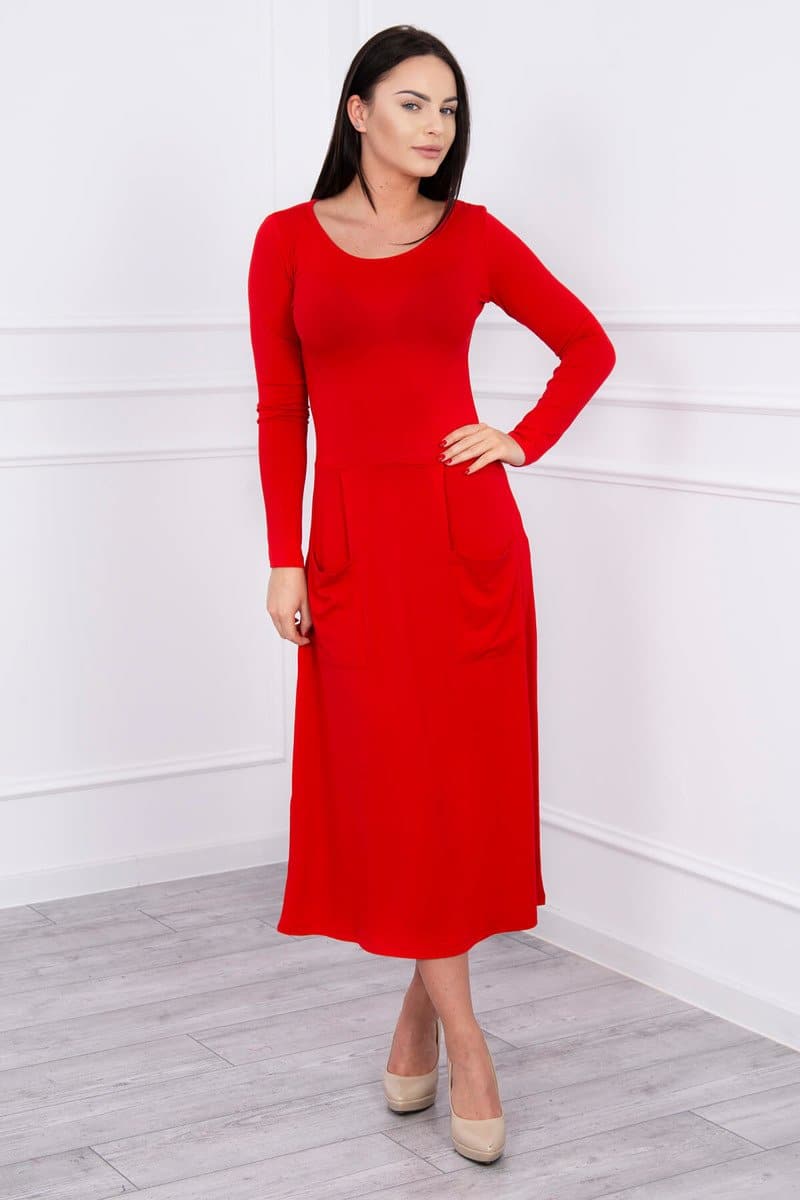 Rochie Cu Decolteu Rotund și Buzunare Rochie Cu Decolteu Rotund și Buzunare