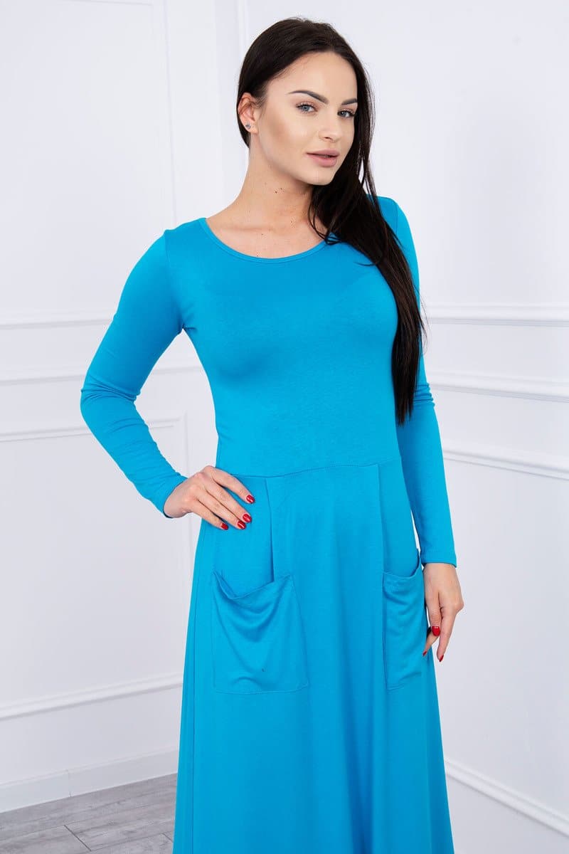 Rochie Cu Decolteu Rotund și Buzunare Rochie Cu Decolteu Rotund și Buzunare