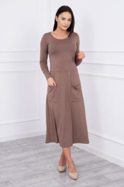 Rochie Cu Decolteu Rotund și Buzunare